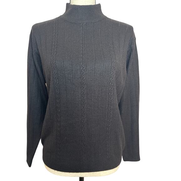 Vintage Claudia Barnes Women's LP Black Long Sleeve Mock Turtle Neck Top Sweater - Picture 1 of 4